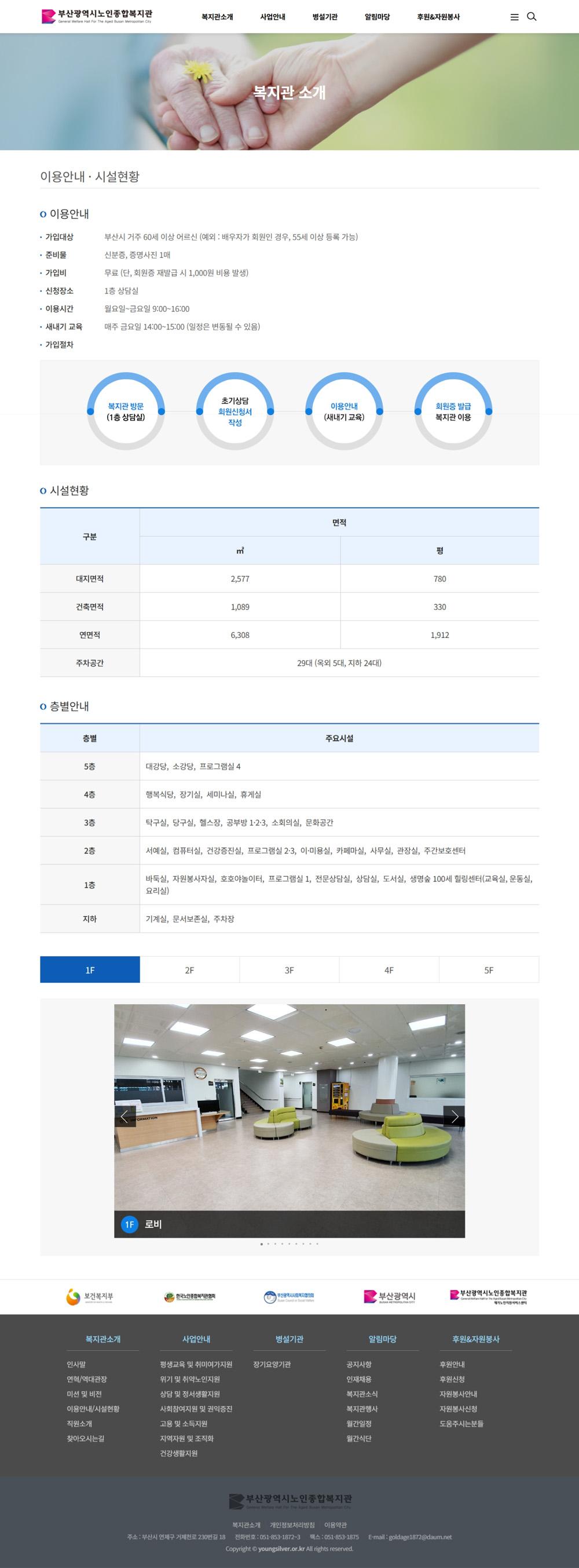부산 연제구 부산노인종합복지관 홈페이지제작 포트폴리오_스크린샷2